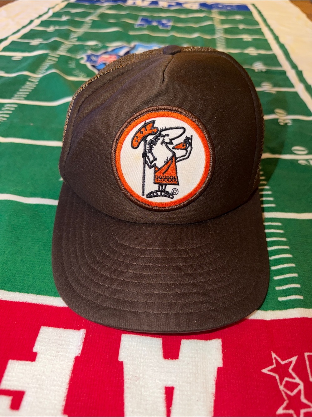 Vintage Little Caesar’s Brown Trucker Cap with Orange-and-White Patch